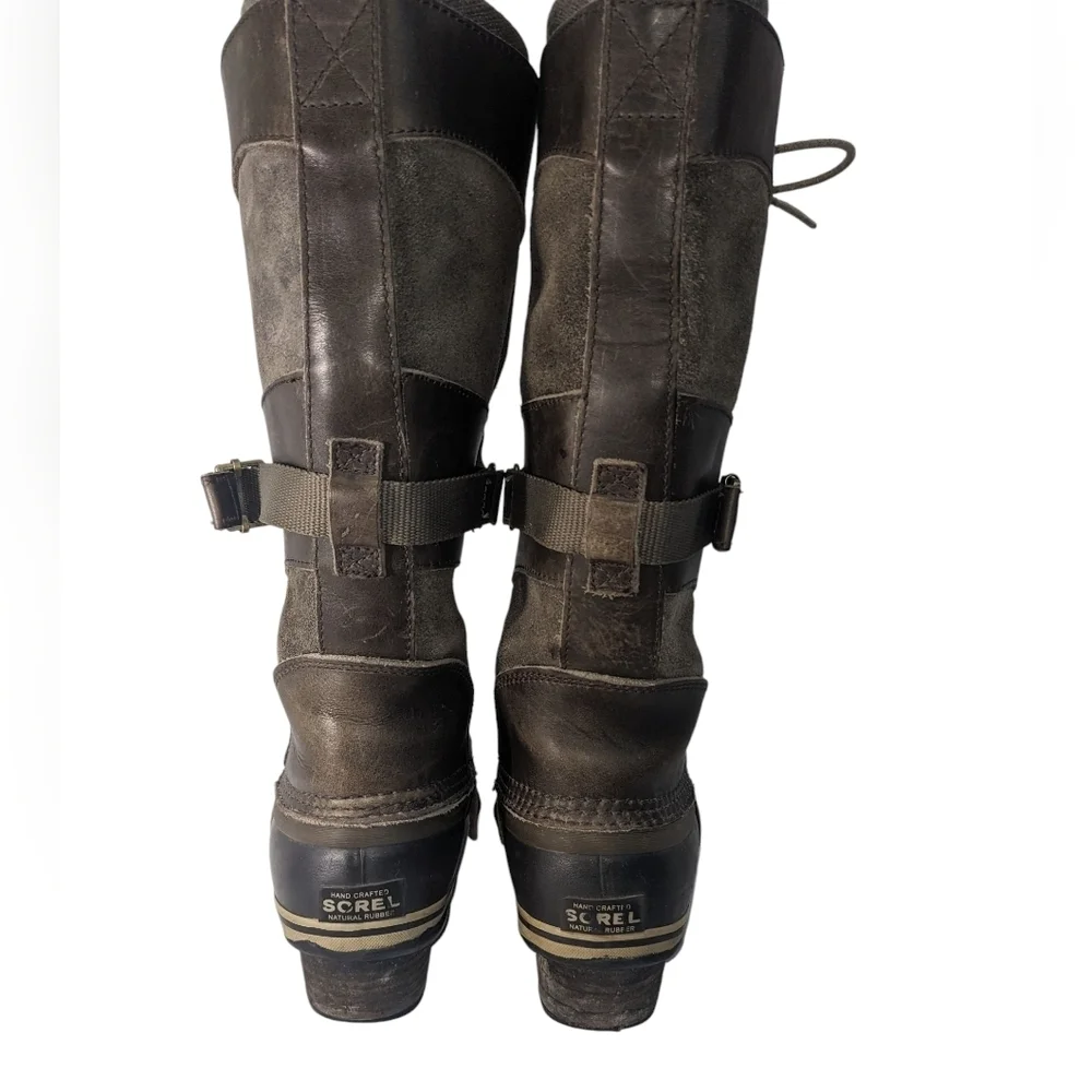 Sorel Carley Conquest boots brown with rubber soles and leather uppers Size 7 - Picture 3 of 8
